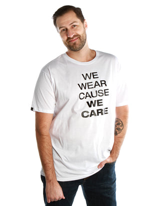 T-shirt avec imprimé We wear cause we care - échantillon